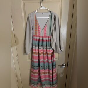 SHEIN Colorful Geometric Long Sleeve Dress